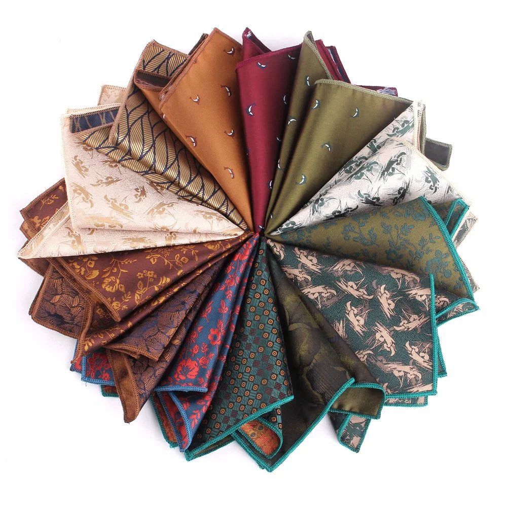 Earth-Toned Embellished Pocket Square Collection – 20 Unique Styles