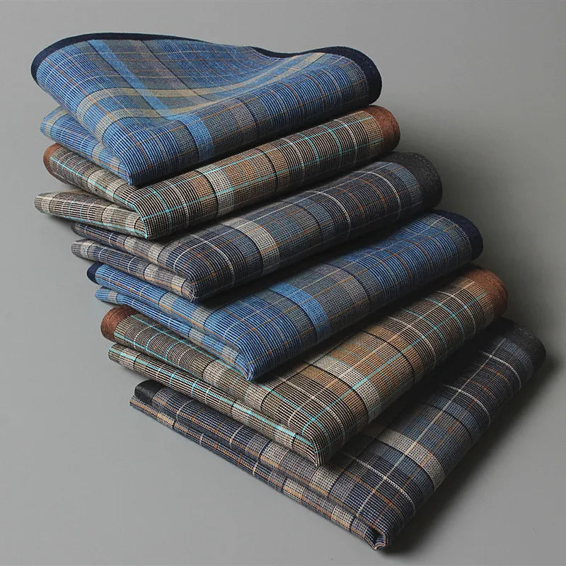 4 Classic Plaid Cotton Handkerchiefs – Mixed Plaid Colors, 100% Cotton