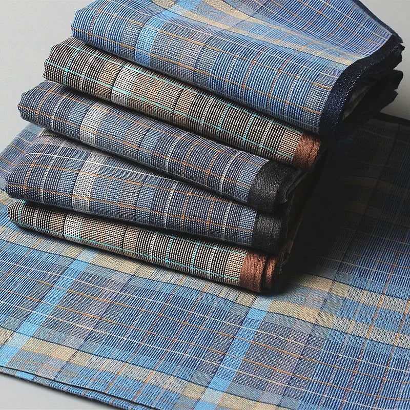 4 Classic Plaid Cotton Handkerchiefs – Mixed Plaid Colors, 100% Cotton