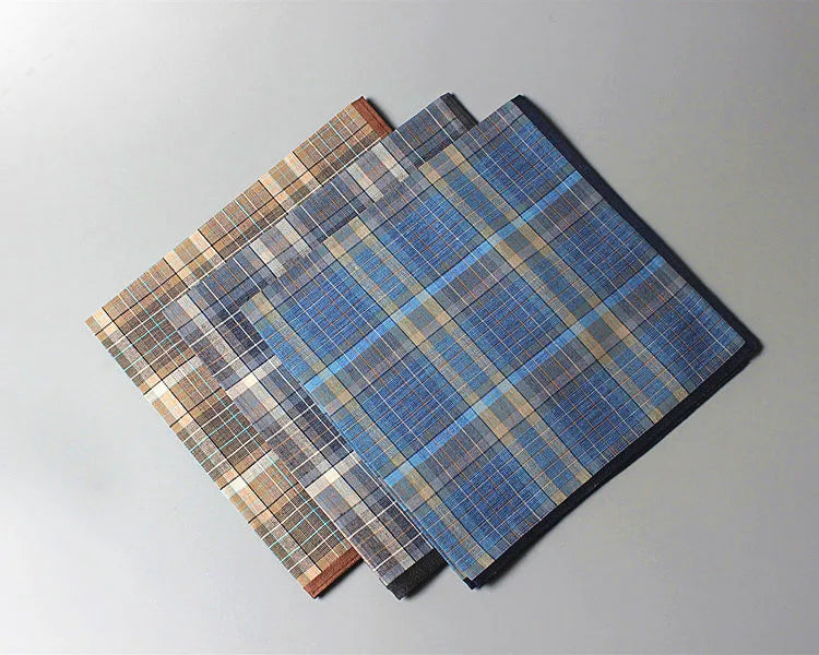 4 Classic Plaid Cotton Handkerchiefs – Mixed Plaid Colors, 100% Cotton