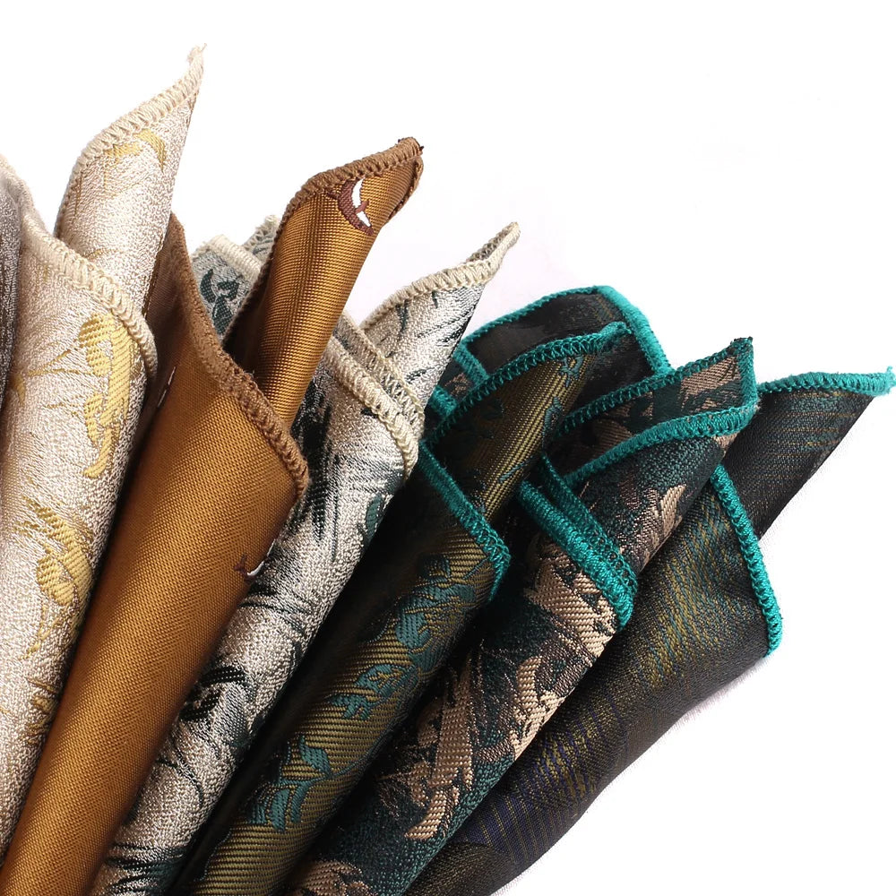 Earth-Toned Embellished Pocket Square Collection – 20 Unique Styles