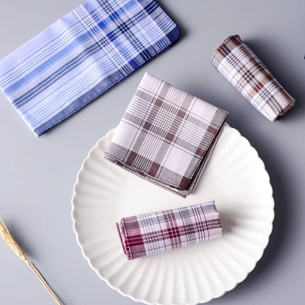 Classic Plaid Cotton Handkerchief Set – 5 Pieces - 15"