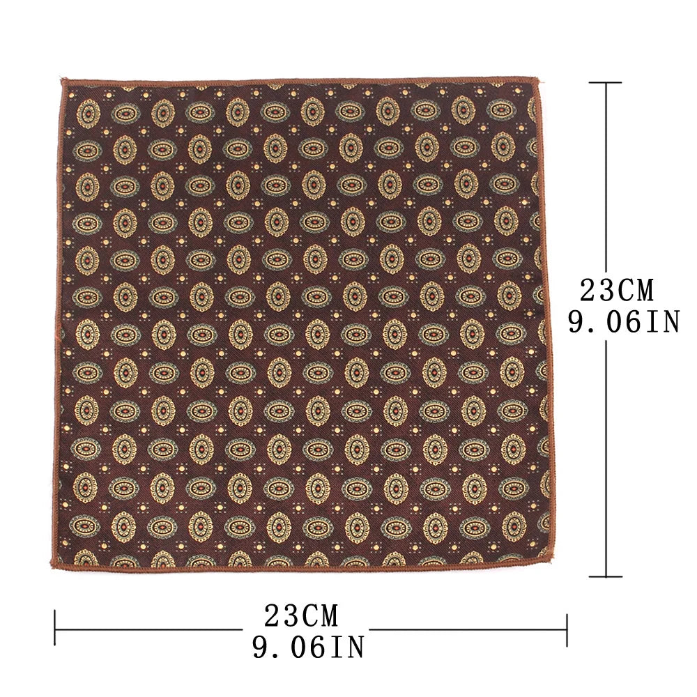 Rustic Tones Handkerchief Collection – Floral & Striped Designs in Burnished Golds & Deep Browns