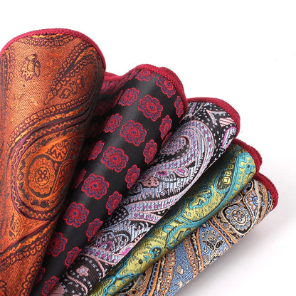 Crimson Stitched Bold Patterned Pocket Square Collection