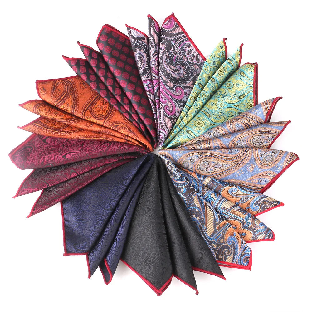 Crimson Stitched Bold Patterned Pocket Square Collection