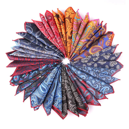 Crimson Stitched Bold Patterned Pocket Square Collection