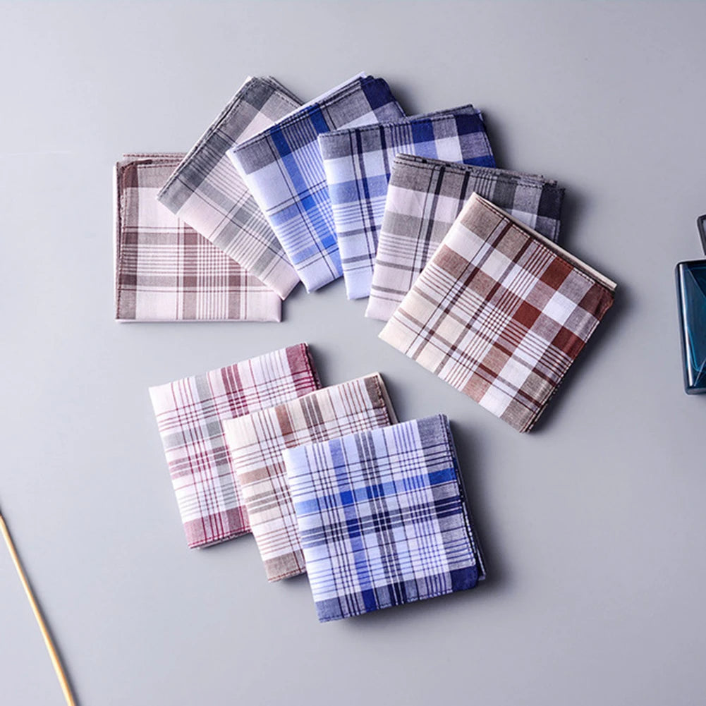 Classic Plaid Cotton Handkerchief Set – 5 Pieces - 15"