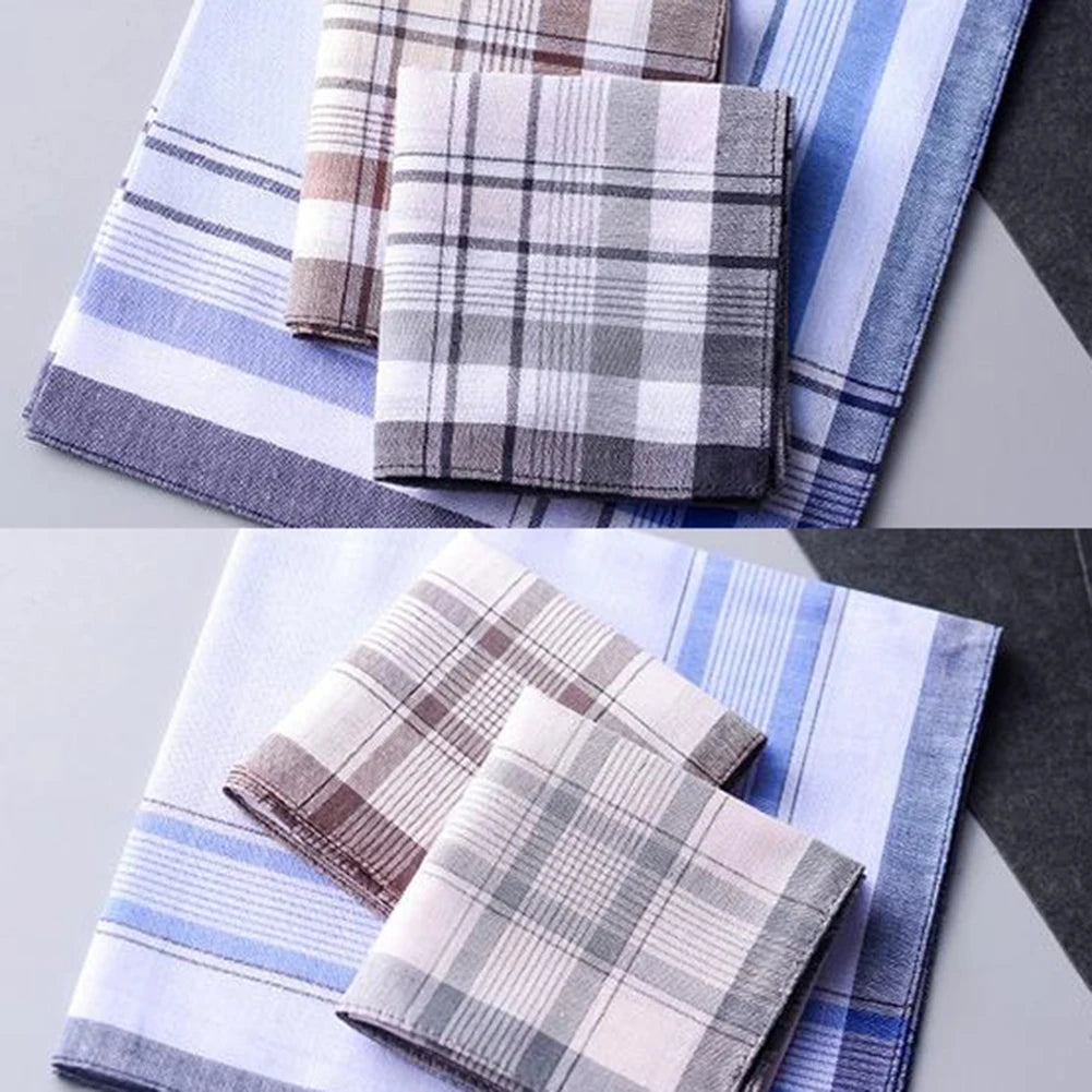 Classic Plaid Cotton Handkerchief Set – 5 Pieces - 15"