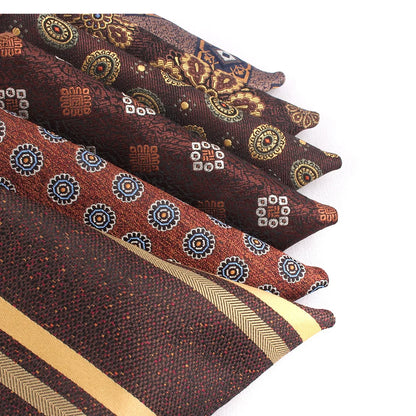 Rustic Tones Handkerchief Collection – Floral & Striped Designs in Burnished Golds & Deep Browns